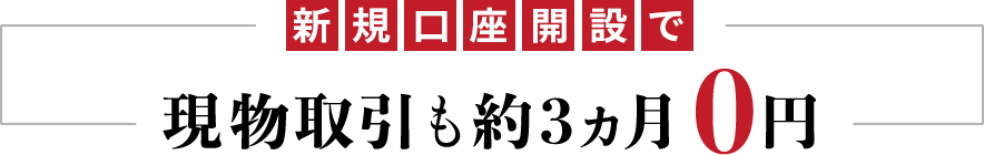 新規口座開設で現物取引も約3ヵ月0円