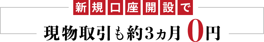 新規口座開設で現物取引も約3ヵ月0円